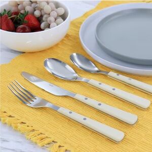 Garden Cottage 16-Piece 18/8 Stainless Steel Flatware Service Set for 4 in Cream